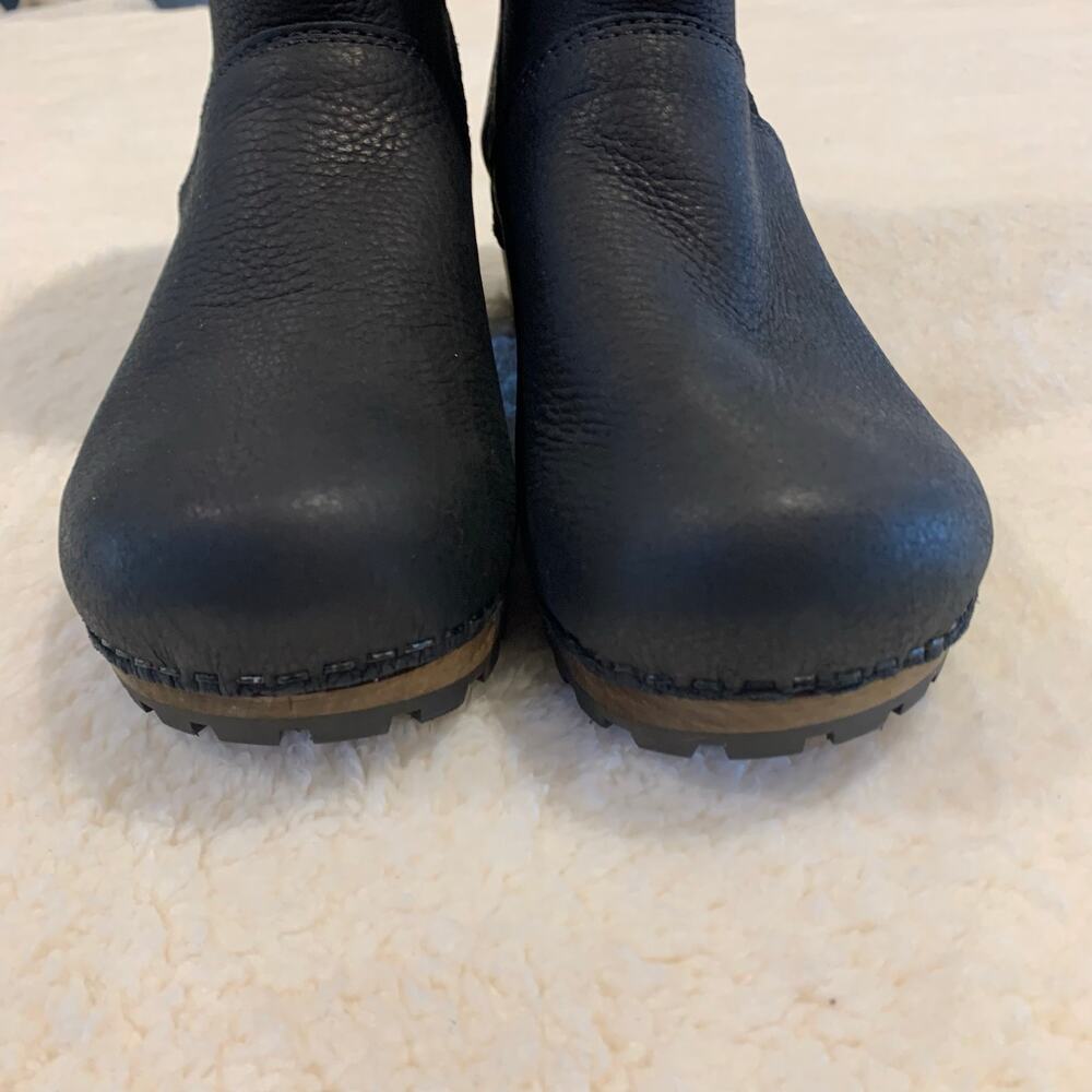 Sanita Womens Silkan Leather Clog Boots 39 Black with Wool Lining Made in Poland - Picture 3 of 6